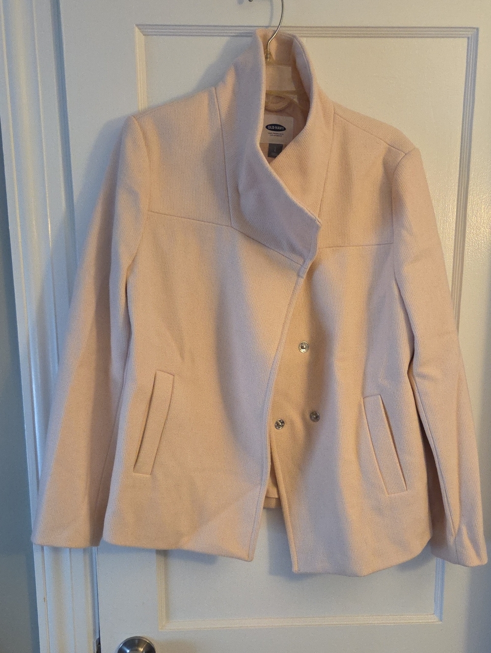 Old Navy Women's Light Cream Double-Breasted Pea Coat